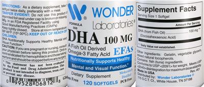 DHA 100 mg label