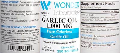 Garlic Oil 1,000 mg label