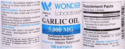 Garlic Oil 5,000 mg label