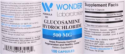 Glucosamine Hydrochloride 500 mg label