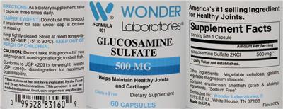 Glucosamine Sulfate 500 mg label