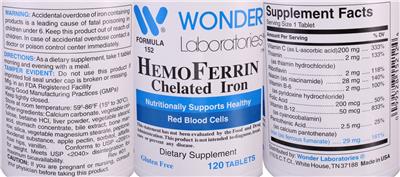 HemoFerrin Chelated Iron label