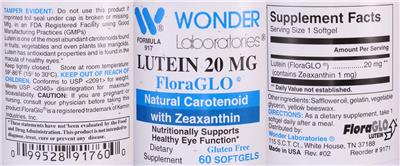 Lutein 20 mg FloraGLO label