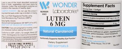 Lutein 6 mg label