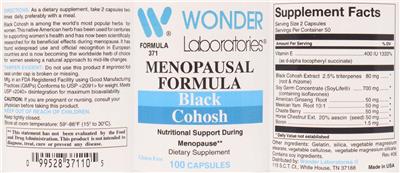 Menopausal Formula label