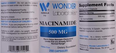 Niacinamide 500 mg label