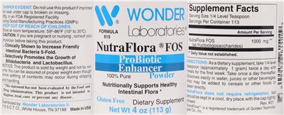 NutraFlora FOS label