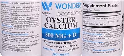 Oyster Calcium 500 mg + D label