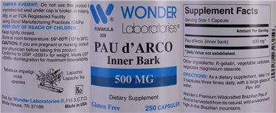 Pau d'Arco Inner Bark 500 mg label