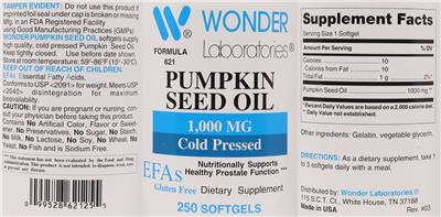 Pumpkin Seed Oil 1,000 mg label