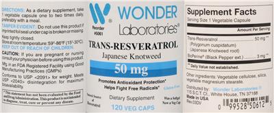 Trans-Resveratrol Japanese Knotweed 50 mg label