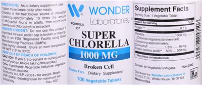 Super Chlorella 1000 mg label