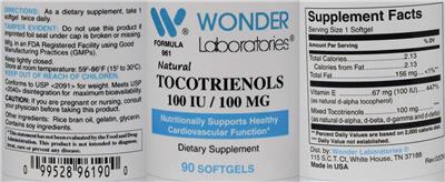 Tocotrienols 100/100 label