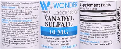 Vanadyl Sulfate 10 mg label