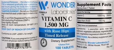 Vitamin C 1,500 mg label