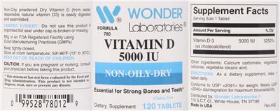 Vitamin D 5000 IU label