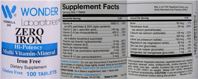 Zero Iron Hi-Potency Multi Vitamin-Mineral label