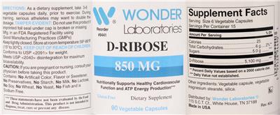 D-Ribose 850 mg label