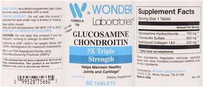 Glucosamine Chondroitin 3X Triple Strength label