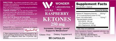 Ultra Raspberry Ketones 250 mg label