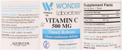 Vitamin C 500 mg Timed Release label