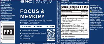 Focus & Memory label