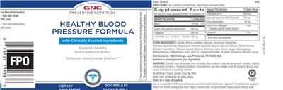 Healthy Blood Pressure Formula label