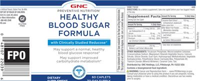 Healthy Blood Sugar Formula label