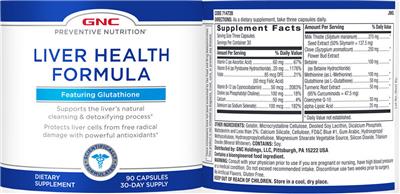 Liver Health Formula label