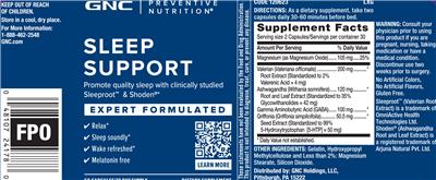 Sleep Support label