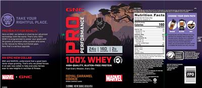 100% Whey Royal Caramel Cookie label