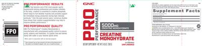 Creatine Monohydrate 5000 mg Unflavored label