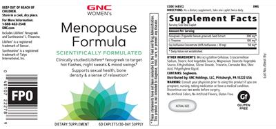 Menopause Formula label