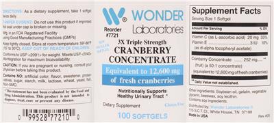 3X Triple Strength Cranberry Concentrate label