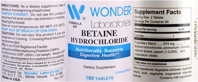 Betaine Hydrochloride label