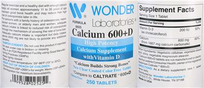 Calcium 600 + D label