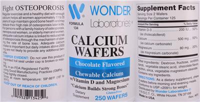 Calcium Wafers Chocolate Flavored label