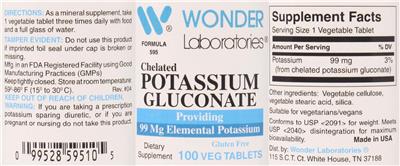 Chelated Potassium Gluconate label