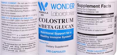 Colostrum w/ Beta Glucan label