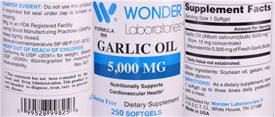 Garlic Oil 5,000 mg label
