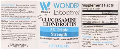 Glucosamine Chondroitin 3X Triple Strength label
