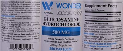 Glucosamine Hydrochloride 500 mg label