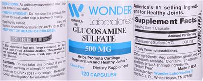 Glucosamine Sulfate 500 mg label