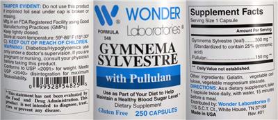 Gymnema Sylvestre with Pullulan label