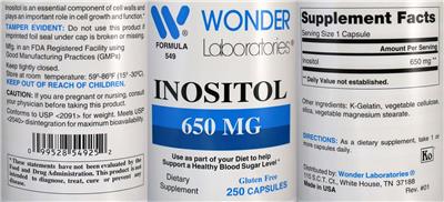 Inositol 650 mg label