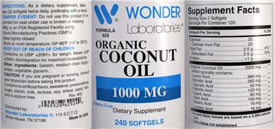 Organic Coconut Oil 1000 mg label