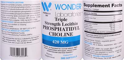 Triple Strength Lecithin Phosphatidyl Choline 420 mg label