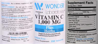 Vitamin C 1,000 mg plus Herbs label