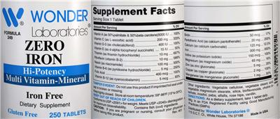Zero Iron Hi-Potency Multi Vitamin-Mineral label