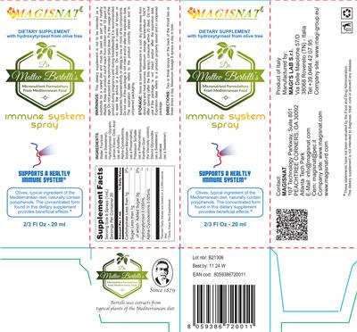 Immune System Spray label